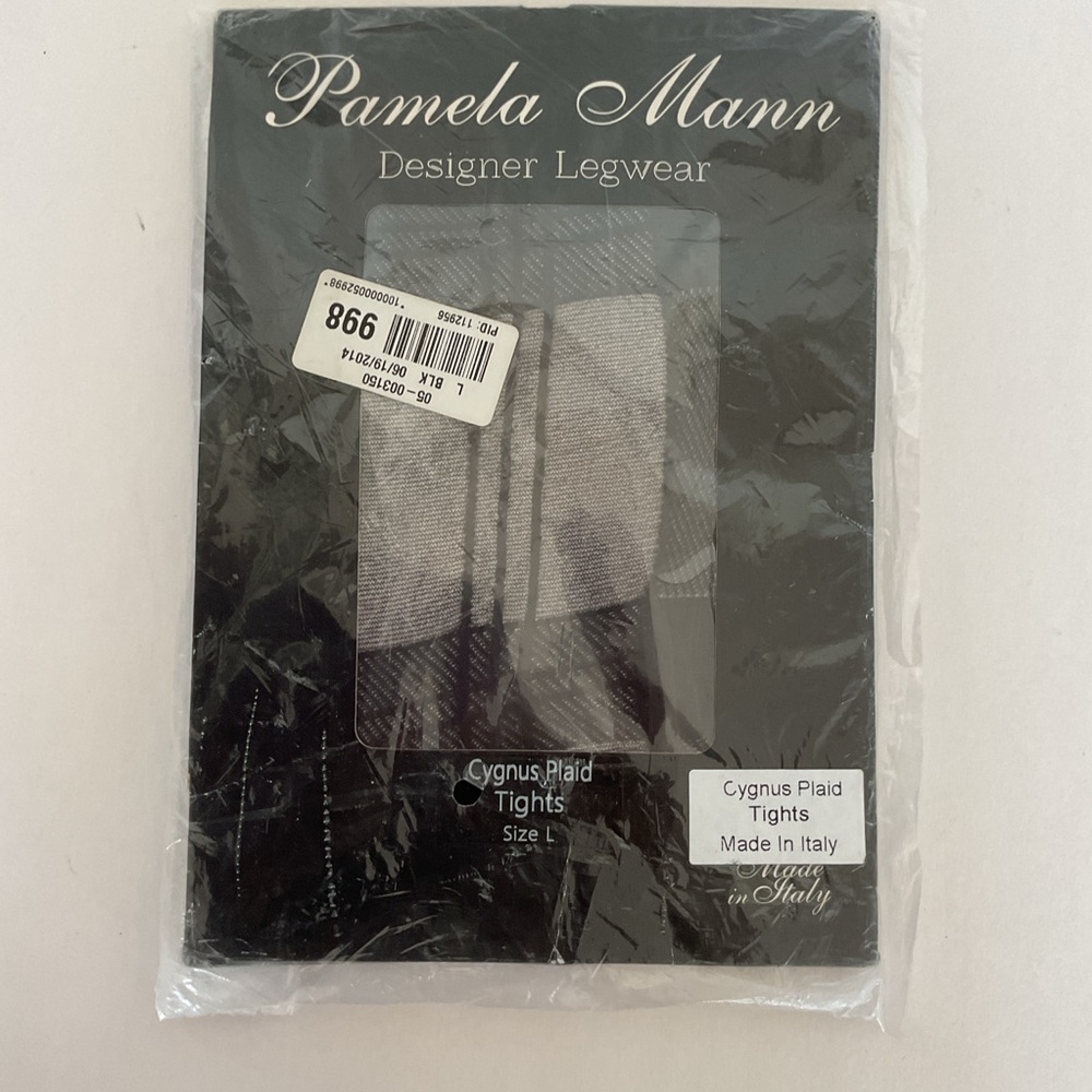 Pamela Mann Silky Cygnus Plaid Tights size large NWT